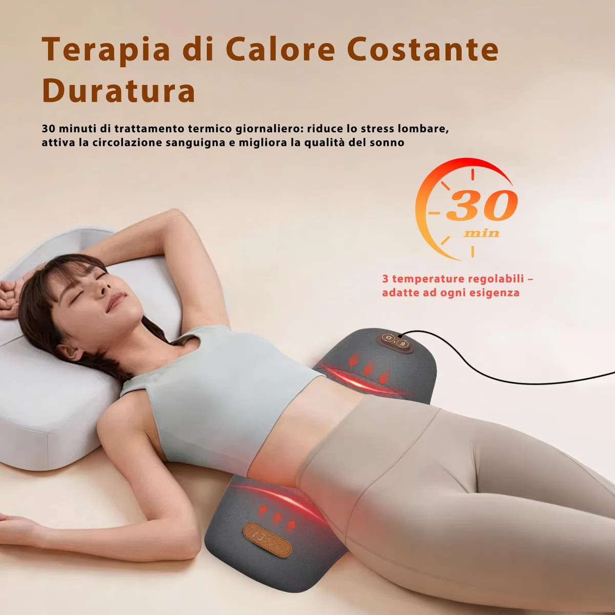 Massaggiatore for la Schiena Smooth Triple Fusion con Calore, 3 In 1 Cuscino Lombare Elettrico con Calore E Massaggio A Vibrazione, Supporto Dorsale ergonomico, Dispositivo per Massaggiare La Schiena
