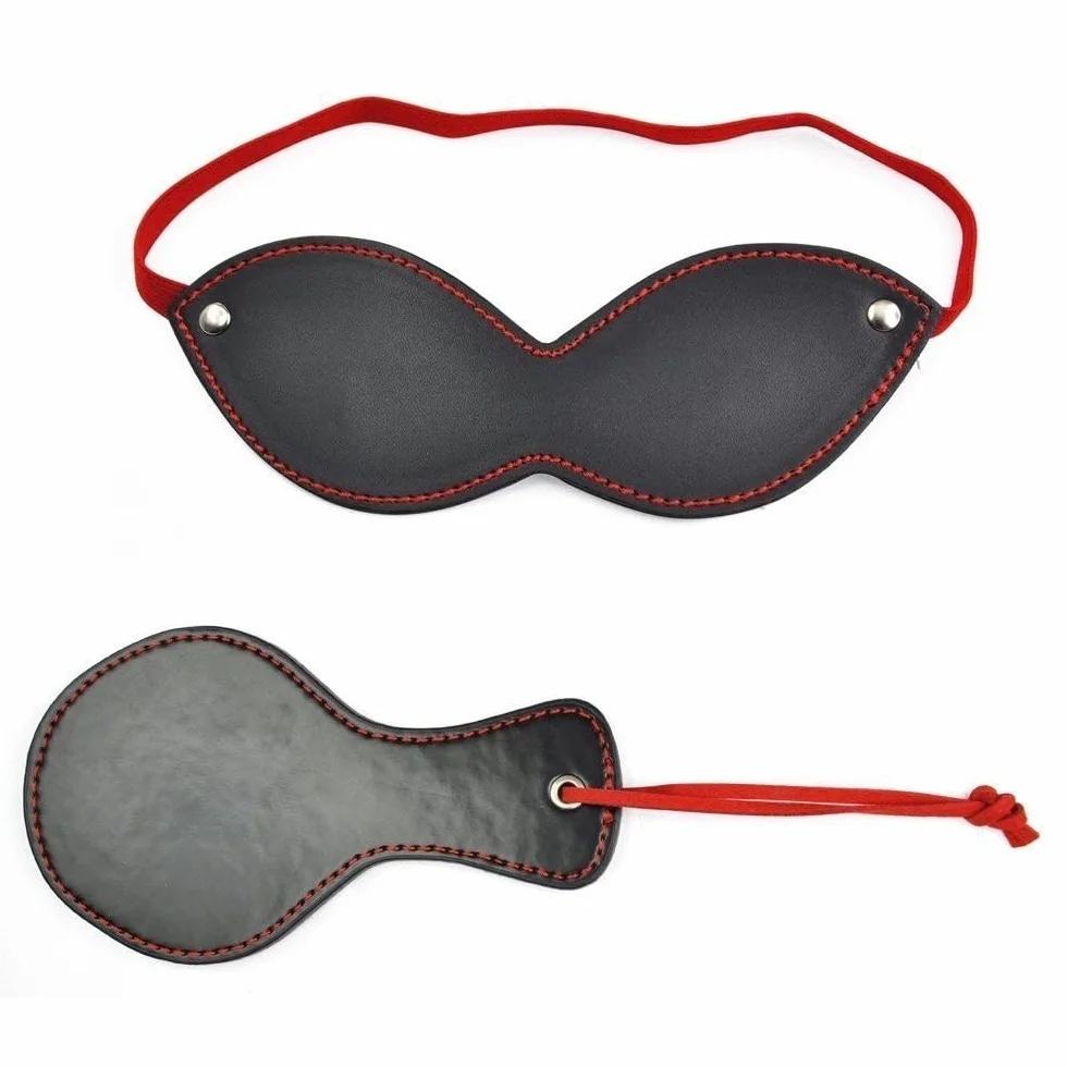BONDAGERIE® Kit Starter Completo 8 Pezzi: Manette, Collare con Guinzaglio, Paletta, Pinze, Corda, Sacco in Raso
