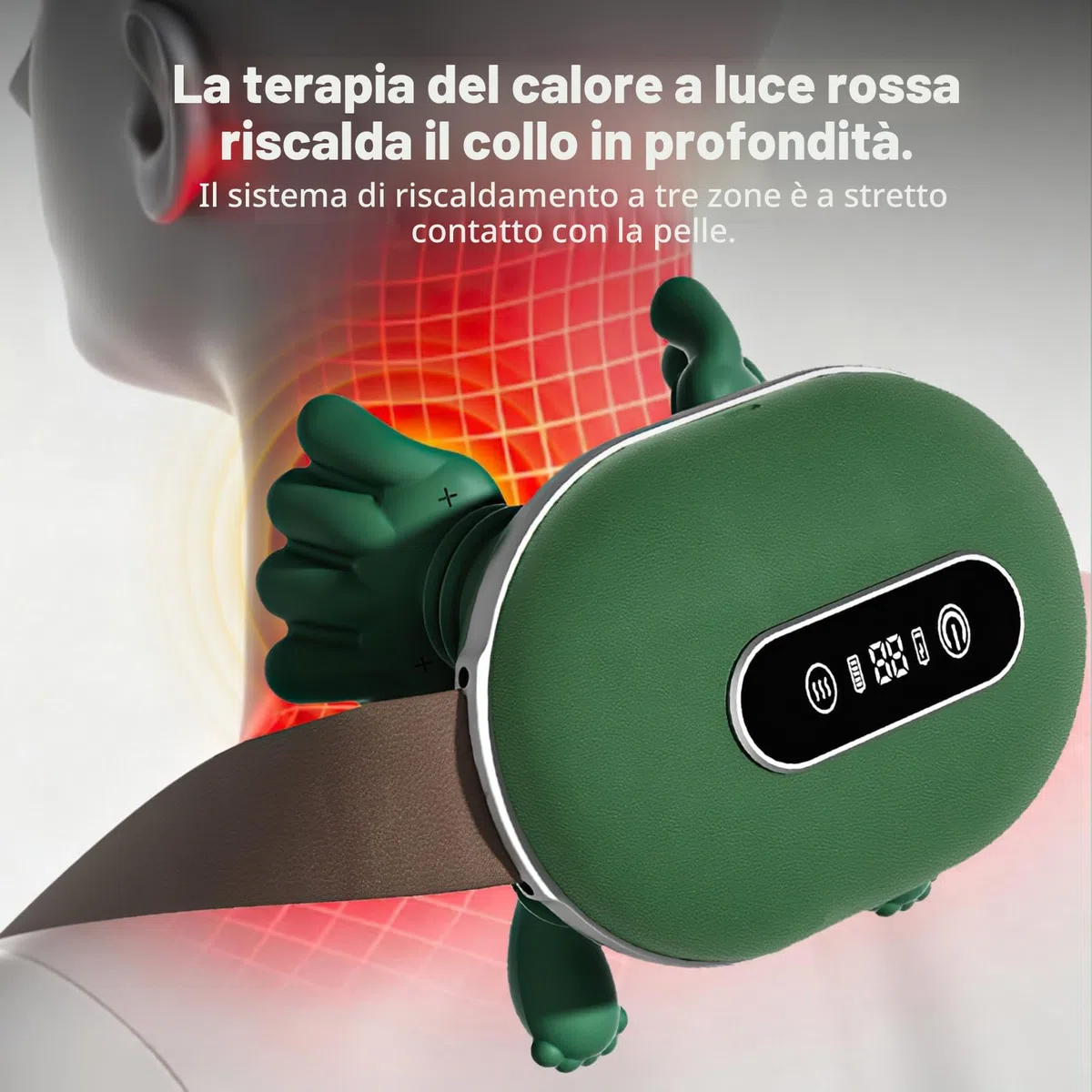 Massaggiatore per collo 4D senza fili, collo e cervicale, massaggiatore per mani 4D, 3 livelli di massaggio e 2 livelli di temperatura, massaggiatore per collo con calore, regali per famiglia e amici