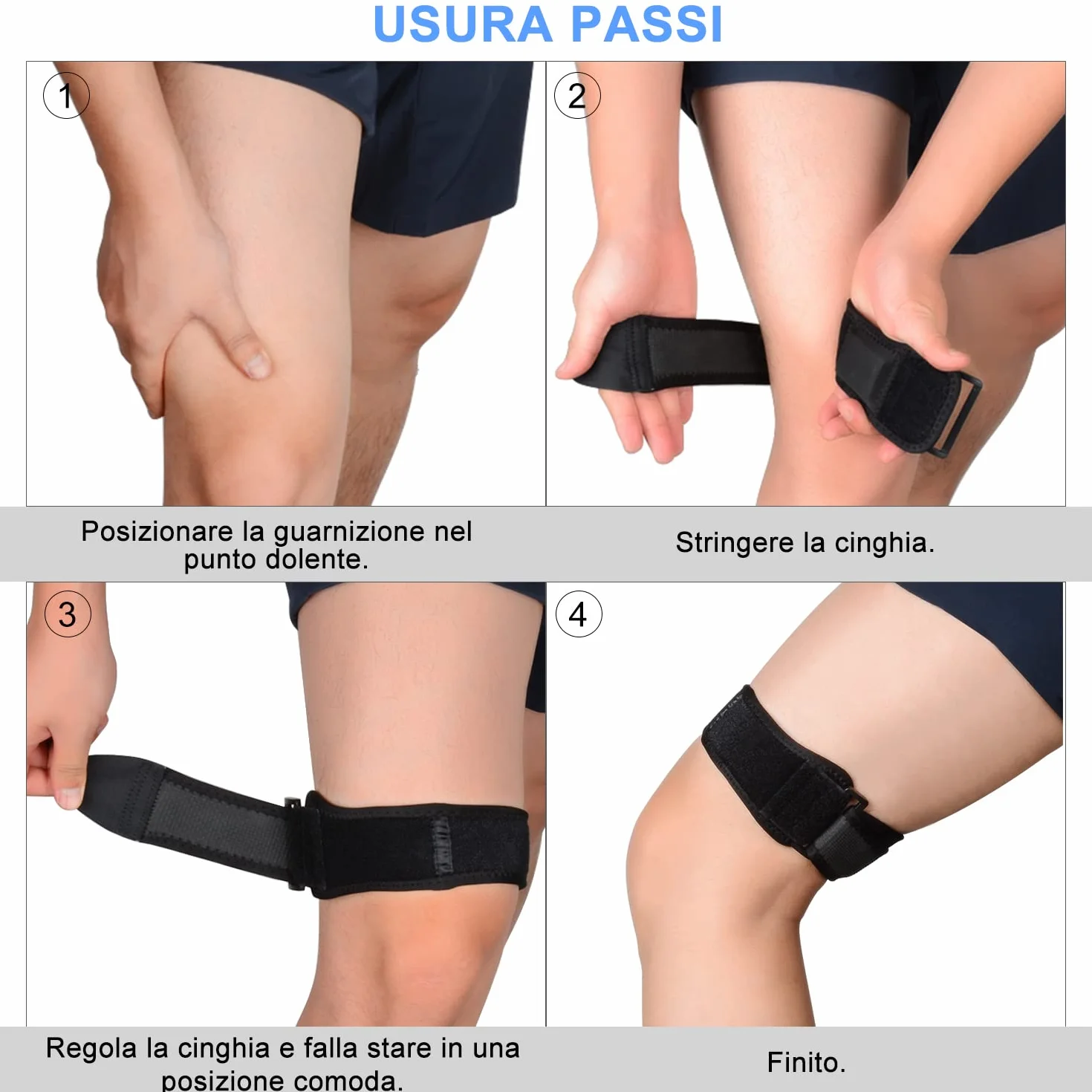 Supregear ITB Fascia per Ginocchio, 2-Pack Supporto a Compressione Avvolgimento Regolabile Traspirante