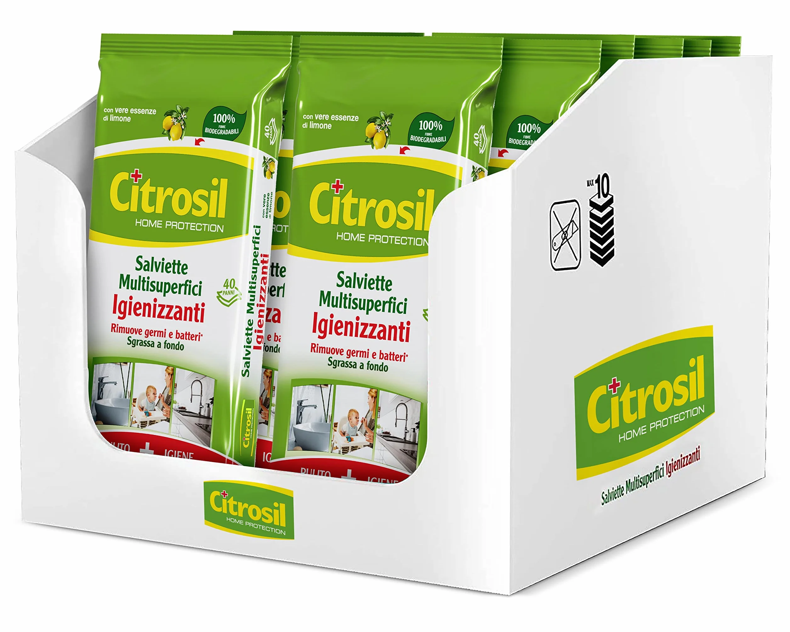 Citrosil Salviette Multisuperfici Igienizzanti 12x40 Panni con Essenze di Limone