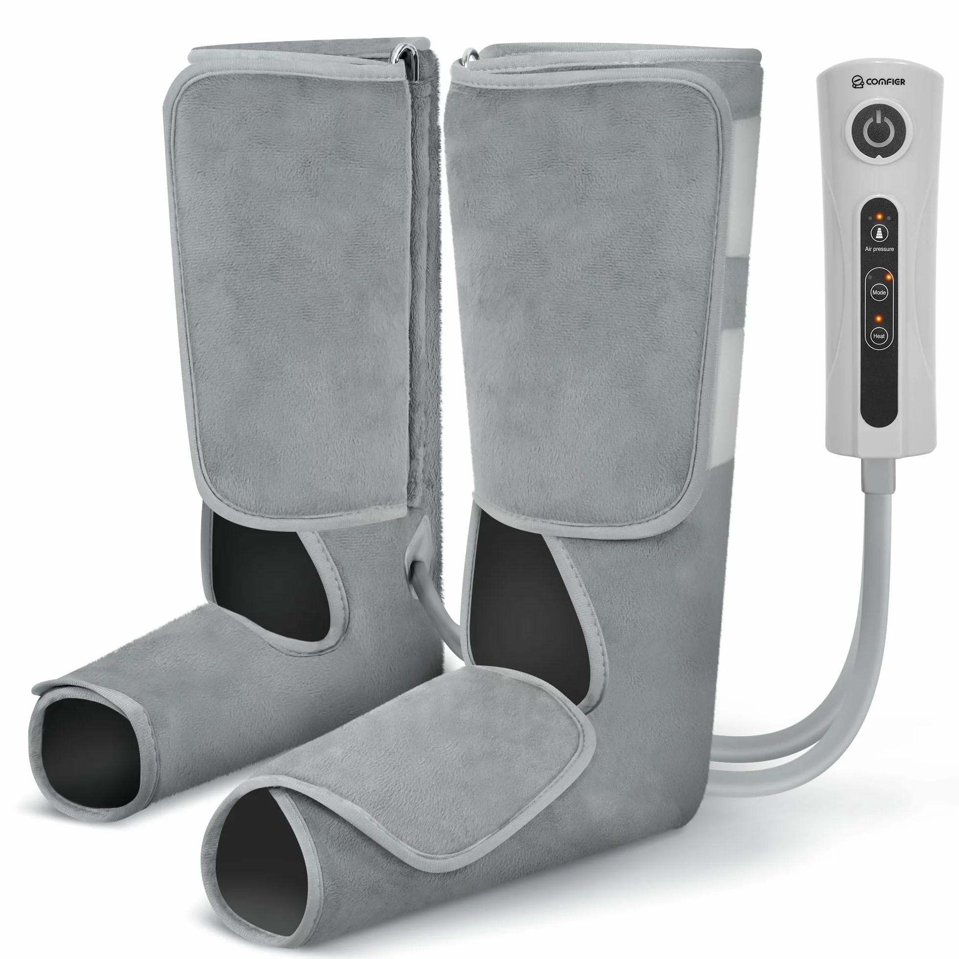 COMFIER Massaggiatore per Gambe con Funzione di Compressione e Calore, Massaggiatore per Piedi e Polpacci con 3 Livelli di Intensità e Stivali Massaggianti Regolabili, Regalo Donna Uomo