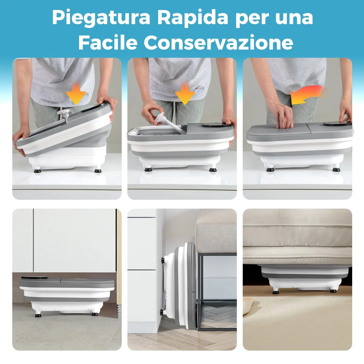 RELAX4LIFE Massaggiatore per Piedi Pieghevole, Vasca da Bagno con Pannello di Controllo Intelligente, Riscaldamento Costante 35-48℃, 30 Palline Massaggianti Shiatsu, Doccia & Timer