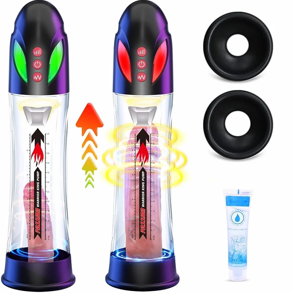 Pompa Pene Uomo - Pompe per Ingrandimento Pene 4 Modalità Pressione 4 Aspirazione Masturbatore Maschile Giocattoli Sessuali con Cockring Anelli Silicone