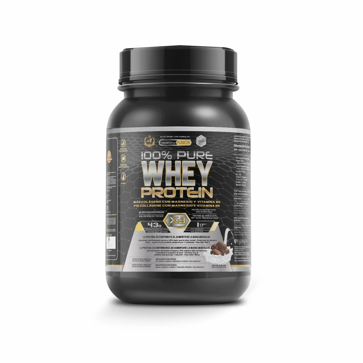 Whey Protein 1000g Cioccolato con Collagene e Magnesio