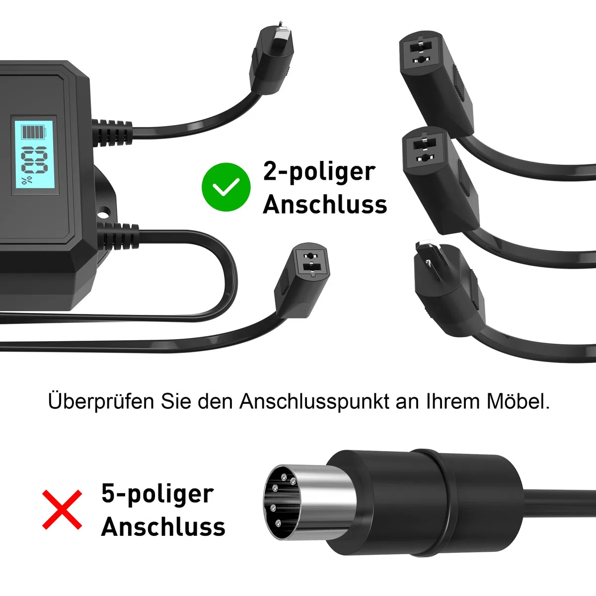 sevkumz Batteria ricaricabile per mobili reclinabili – 2500 mAh Power Pack per poltrona reclinabile e divano – Adatto per Okin, Limoss, Berkline – Design senza fili con indicatore di carica a LED