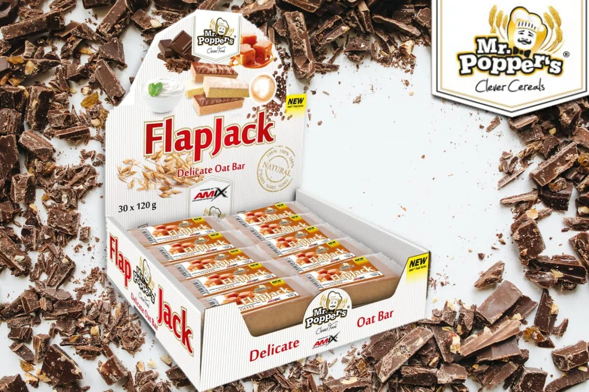Amix Nutrition - Flapjack - 120g - Cioccolato, Scatola da 30 Unitá