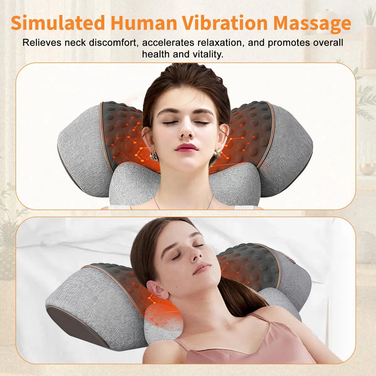 Massaggiatore Cervicale Elettrico Riscaldante, Massaggiatore 3 in 1 per il Collo Cervicale, Massaggio Profondo e Rilassamento, con Calore, con Trazione per Aiutare a Dormire (Grigio chiaro)