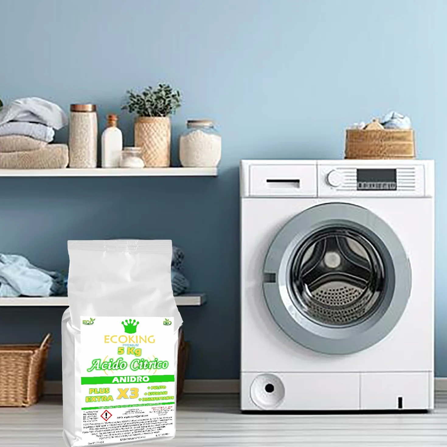 Acido Citrico 5 kg 100% Puro per Pulizia Calcare Anticalcare Lavatrice