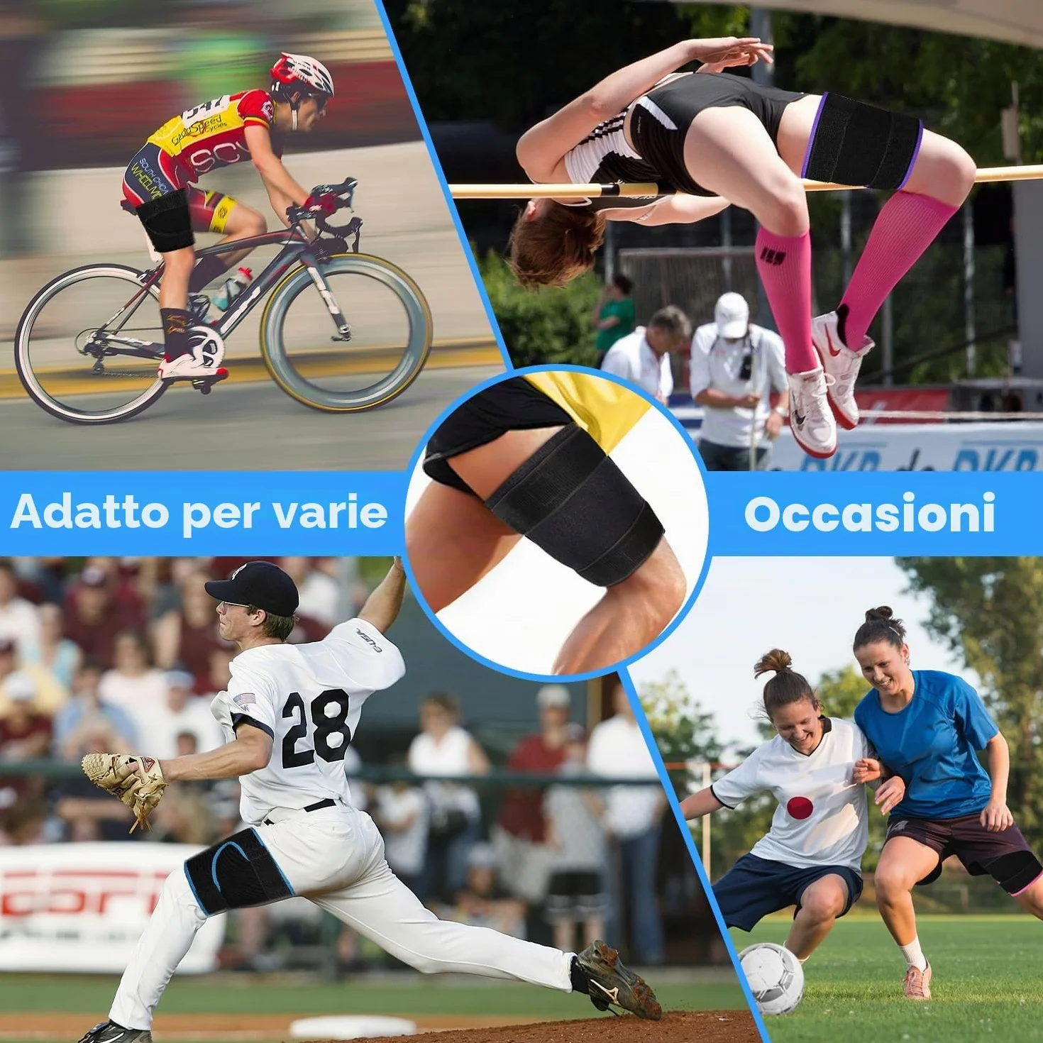 Supregear Supporto per Coscia, Fascia in Neoprene Avvolgente Compressione Manica Coscia Regolabile Nero
