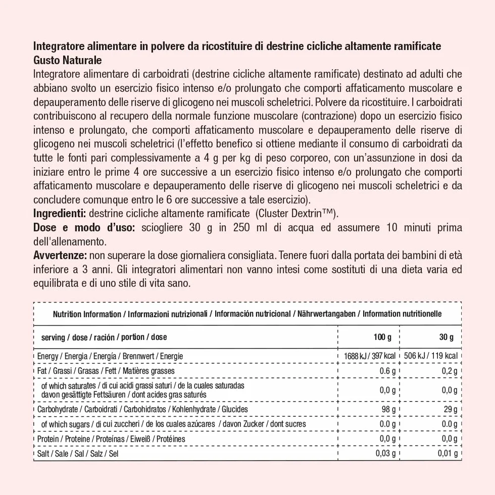 Absolute Series Anderson Pre Workout 900g Cluster Dextrin® gusto neutro 0 zuccheri