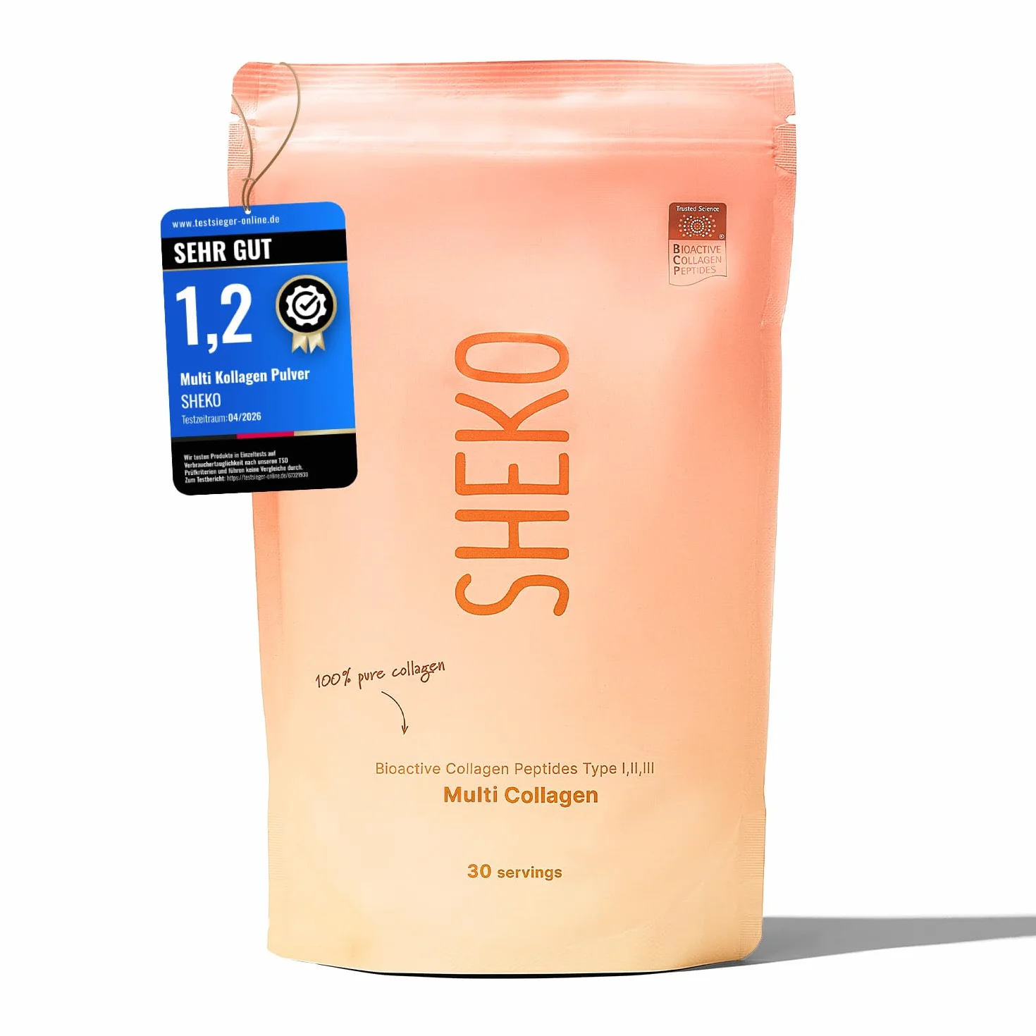 SHEKO Collagene Idrolizzato Premium 450g - Natural Bioactive Collagen Powder Peptidi Tipo 1 2 3