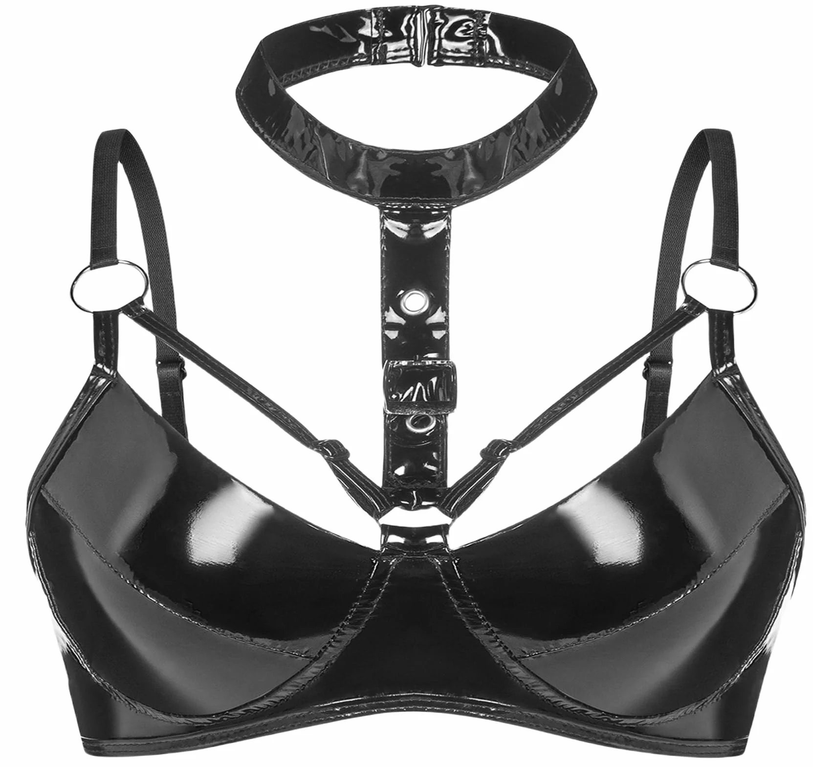 Maeau Reggiseno sexy da donna in lattice discoteche S-XXL M-3XL