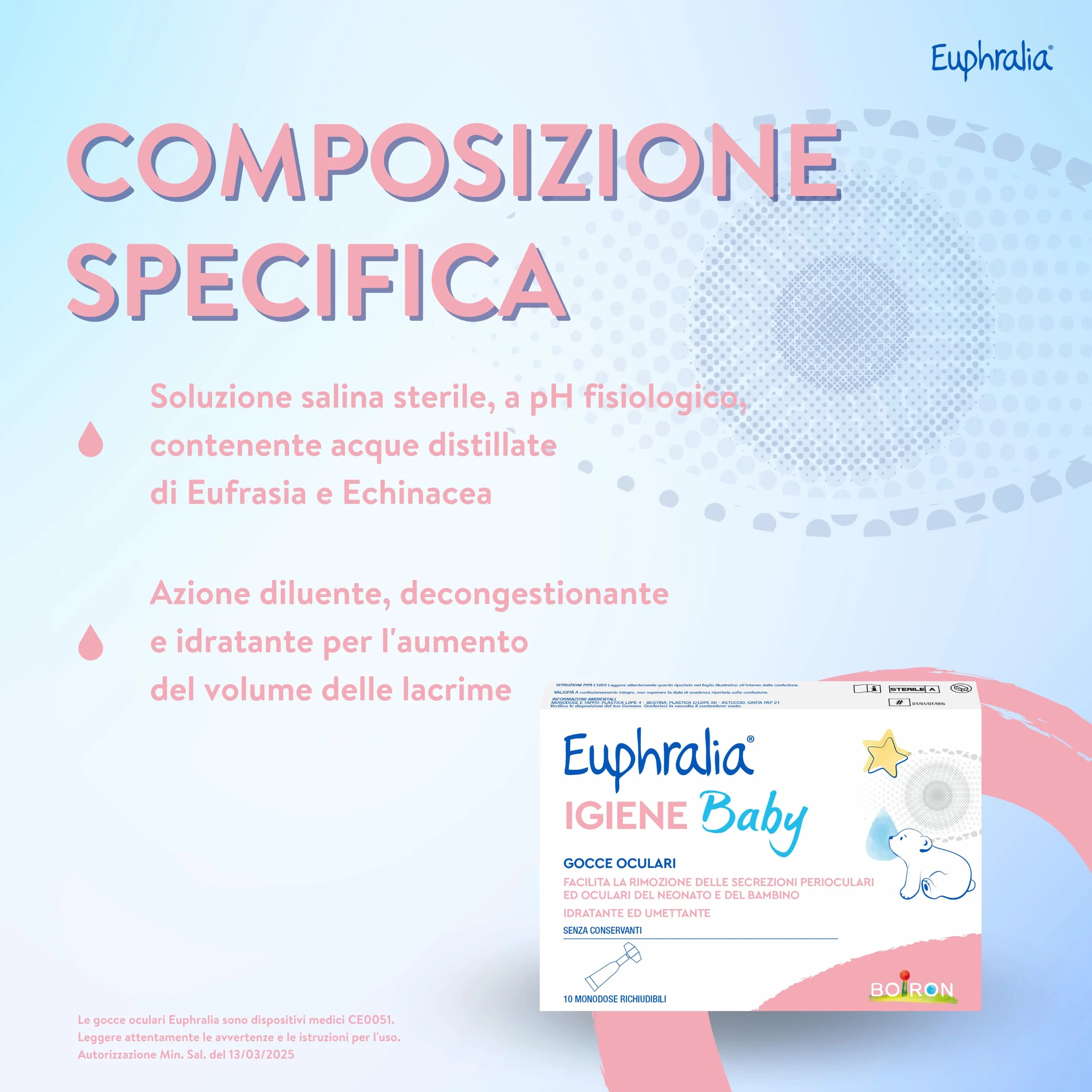 Euphralia Igiene Baby Gocce Oculari Pulizia Occhi Neonato Bambino Detergente Decongestionante Acque Distillate Eufrasia Echinacea 2 Confezioni da 10 Monodose 2x10