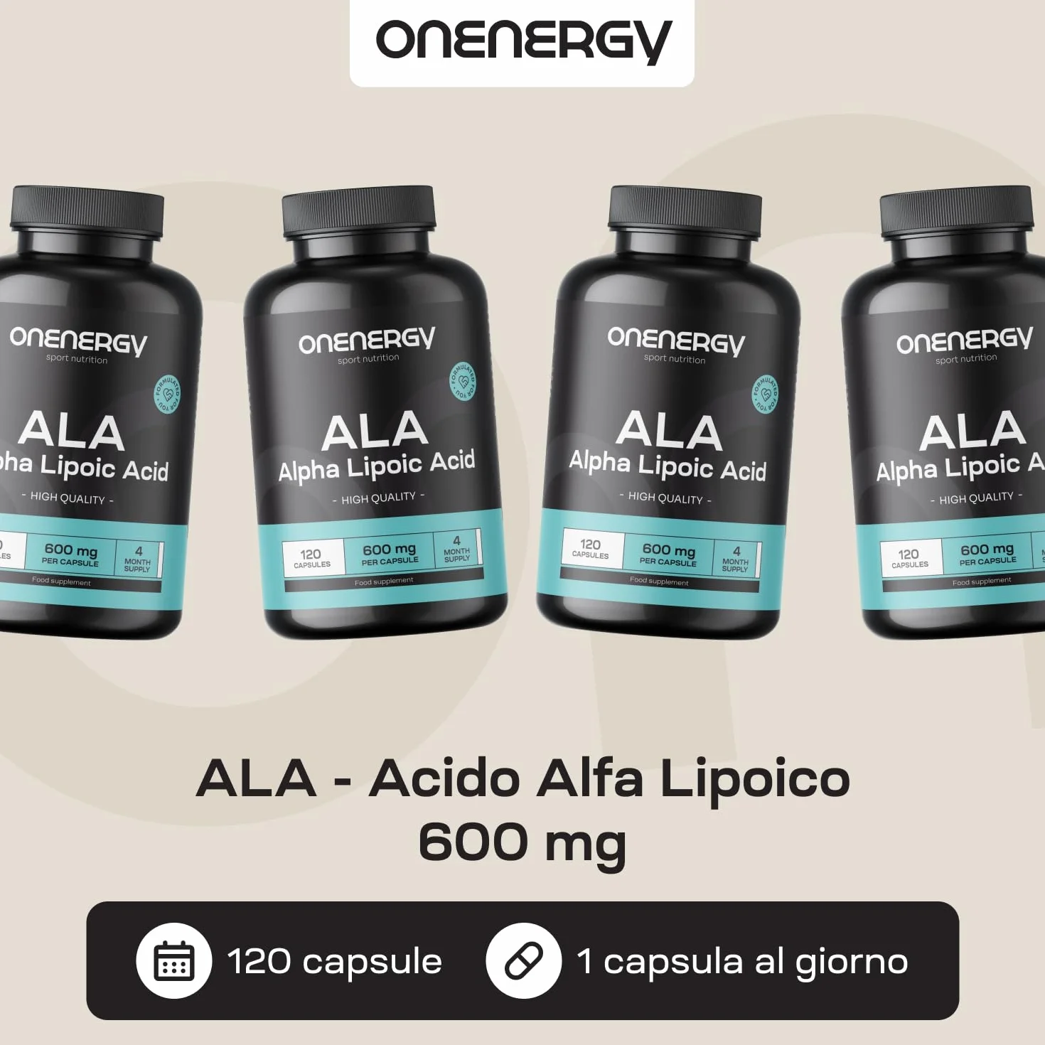 Acido Alfa Lipoico 600 mg 120 Capsule Vegetali Alto dosaggio