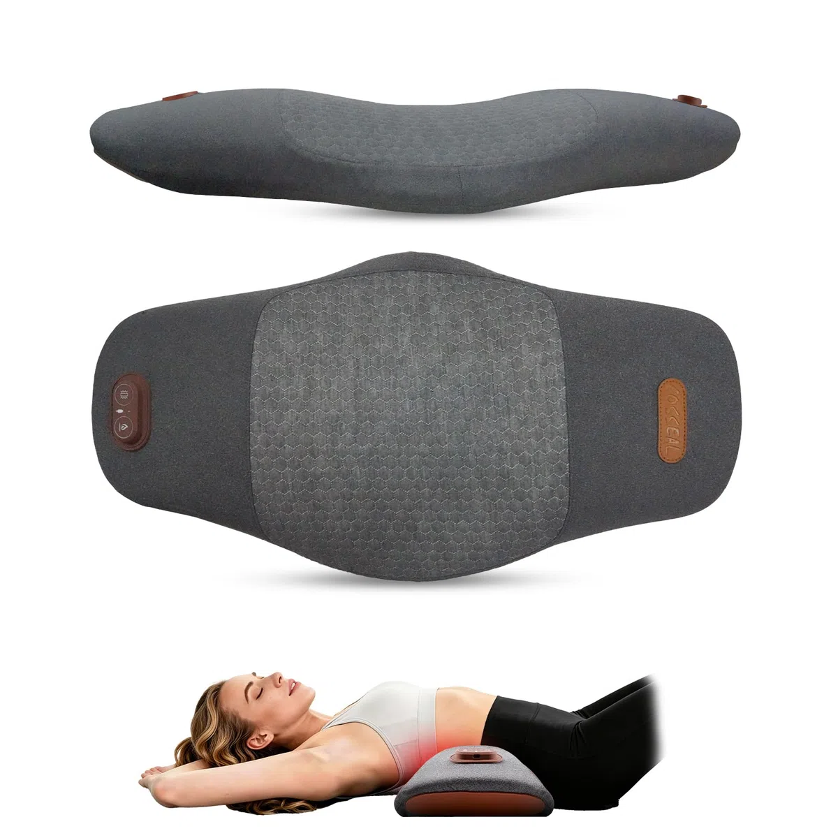 Massaggiatore for la Schiena Smooth Triple Fusion con Calore, 3 In 1 Cuscino Lombare Elettrico con Calore E Massaggio A Vibrazione, Supporto Dorsale ergonomico, Dispositivo per Massaggiare La Schiena