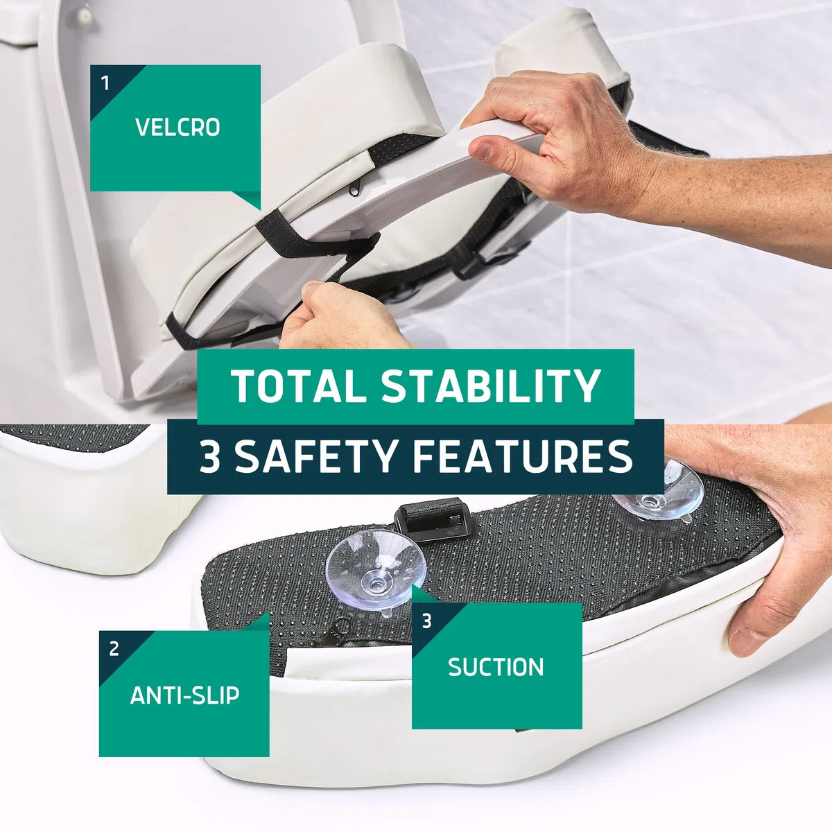 Lunderg Rialzo per sedile WC per anziani, aggiunge 7,6 cm, misura universale, cuscino rialzato per sedile WC con schiuma ad alta densità per un maggiore comfort ed elevazione, facile da pulire