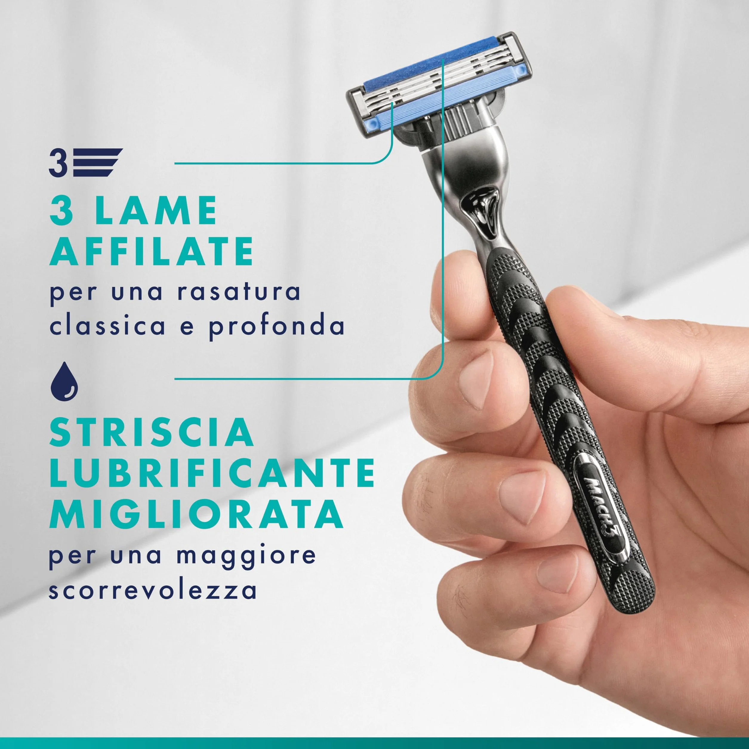 Gillette Mach3 Base 15 Lamette Di Ricambio Per Rasoio Barba Mach 3 Con Striscia Lubrificante