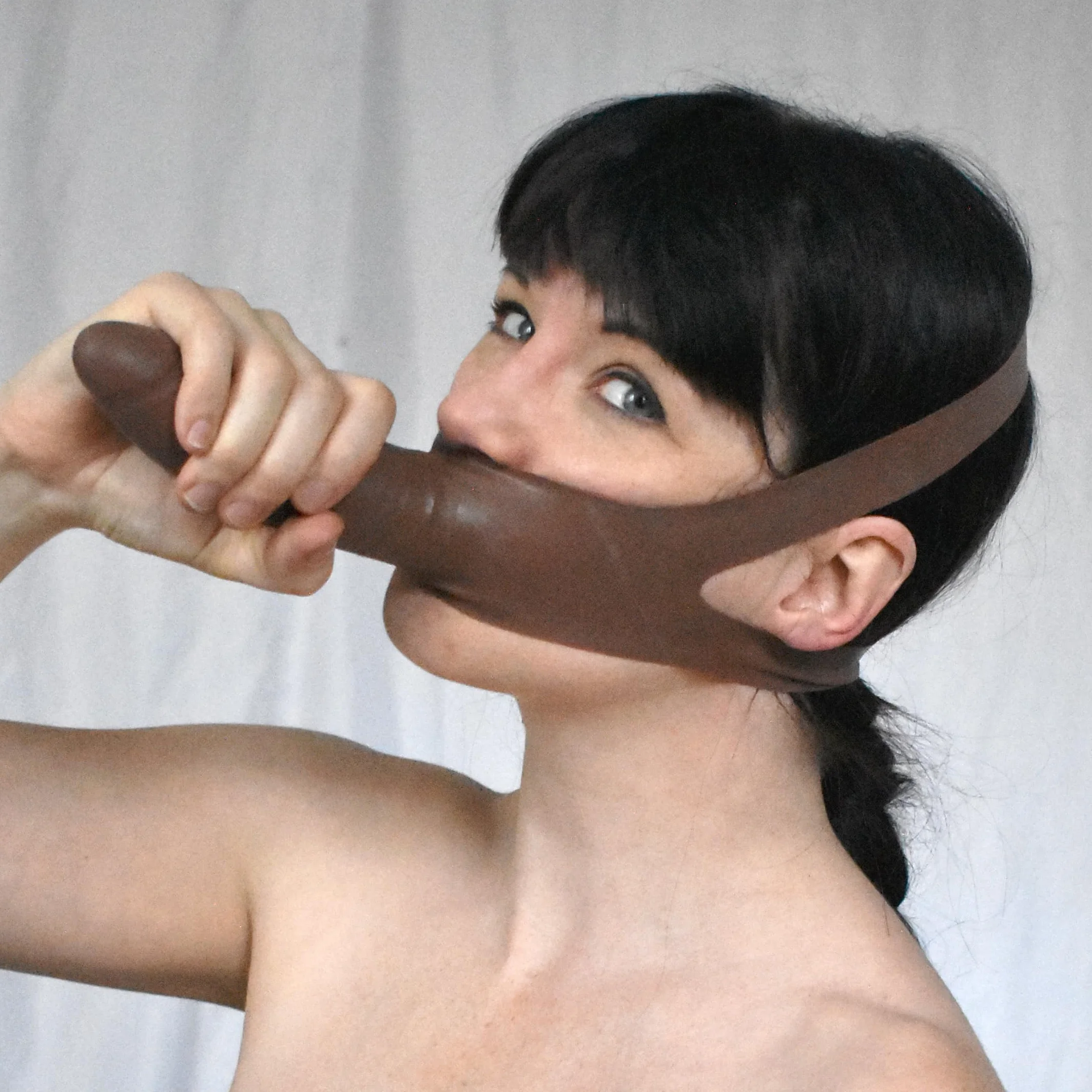 Bavaglio BDSM in Lattice con Dildo, Imbracatura Feticcio Bondage, Giocattolo Sessuale per Coppie