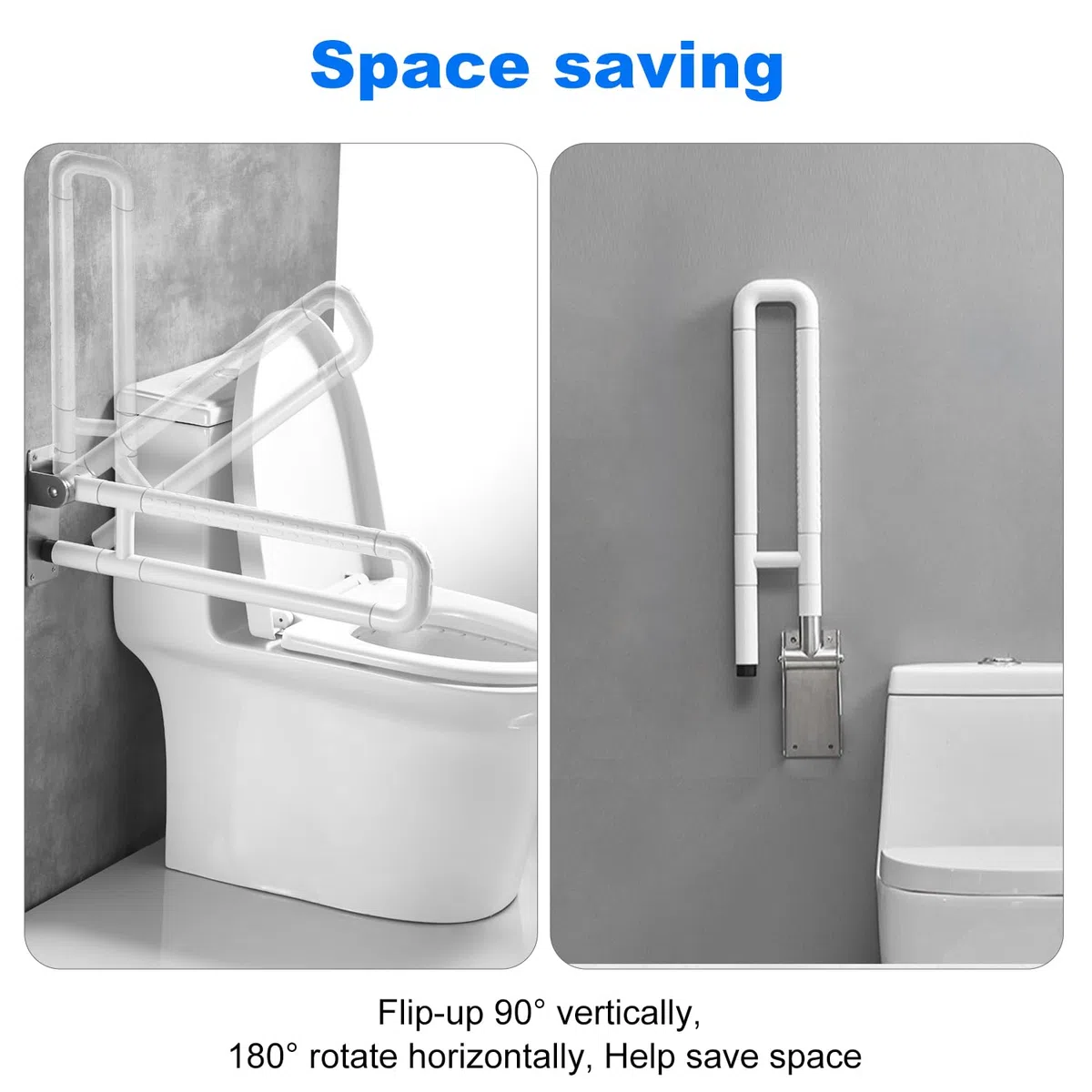 Maniglione Bagno Disabili 60cm, Maniglia Doccia Anziani, Maniglione Pieghevole Antiscivolo in Acciaio Inox, Per Anziani, Disabili,Supporta 300-350kg