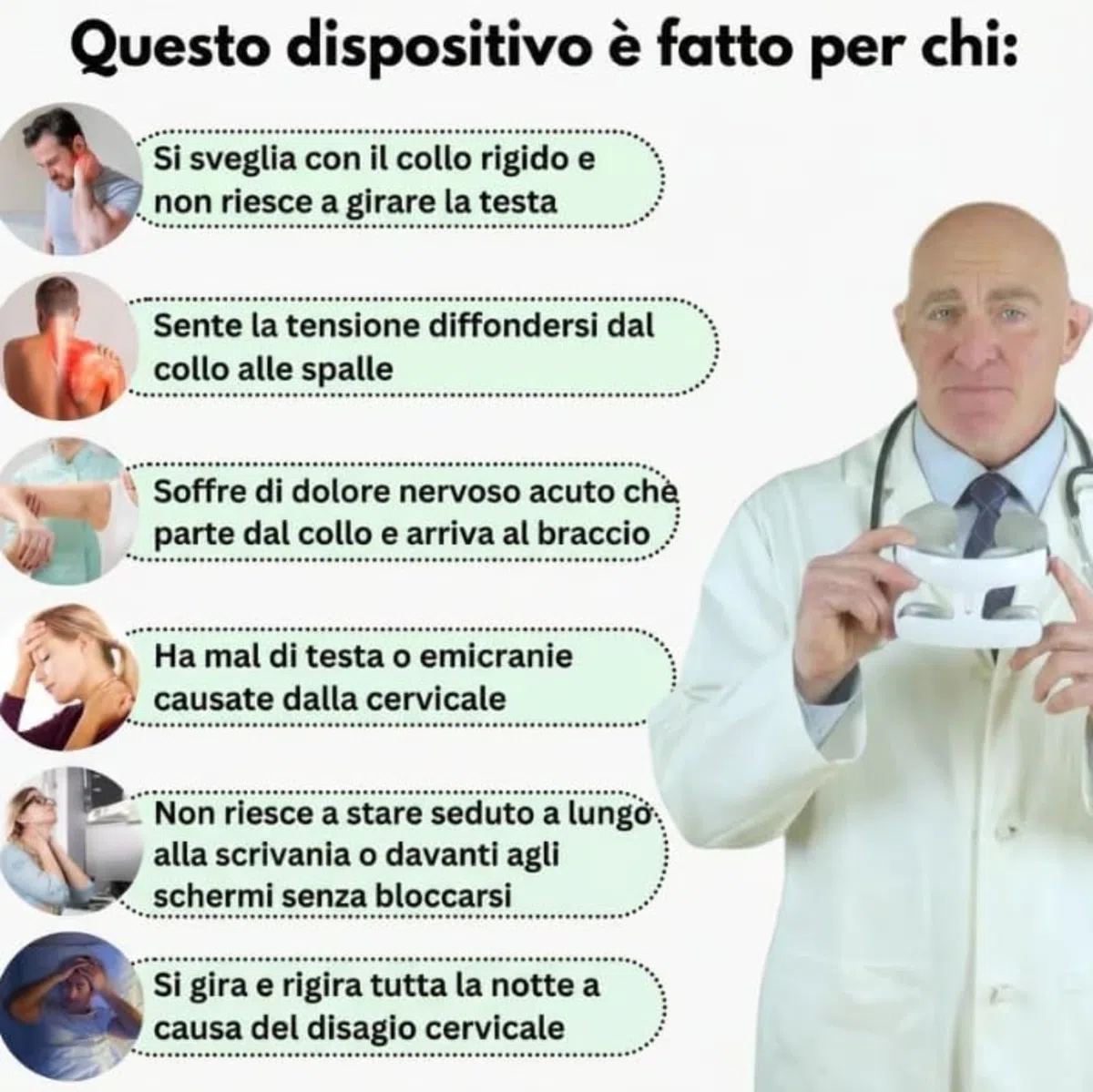 Vertaline Cervirest Massaggiatore Elettrico Cervicale Collo - 4 Teste, Ricarica USB, Riscaldamento, per Domestico, Ufficio