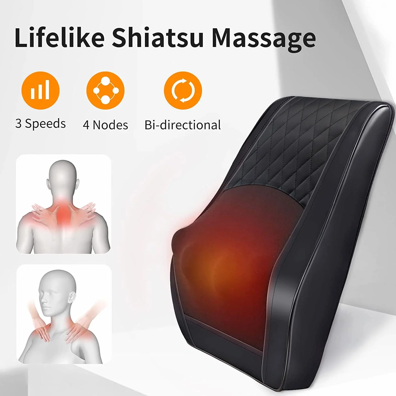 Massaggiatore Per il Collo con Calore, Massaggiatore Shiatsu 3D Knet, Massaggiatore per Schiena, Dolori Muscolari per Collo, Schiena, Gambe, Regali per Uomini, Donne, Mamma, Papà