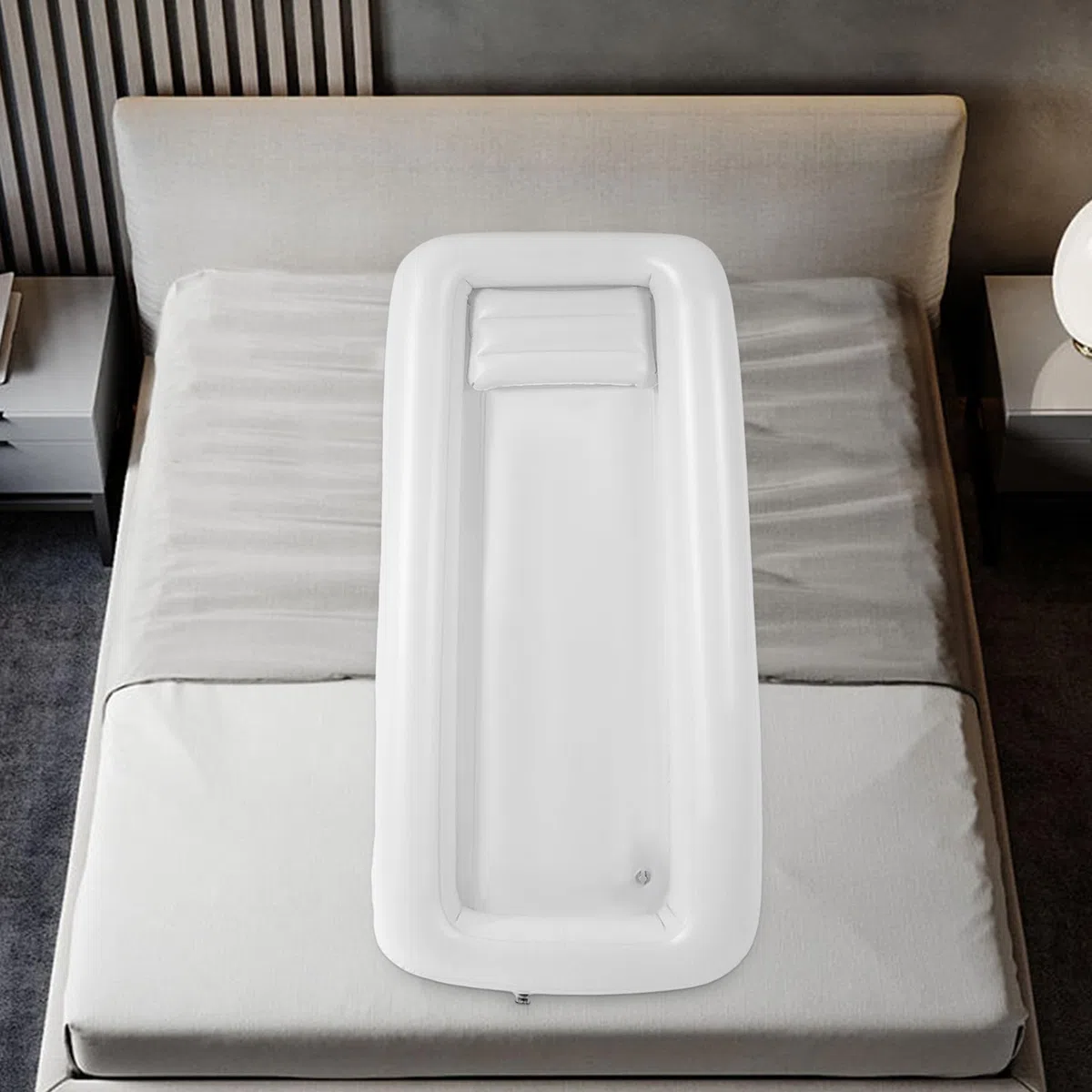 Set di vasche da doccia gonfiabili mediche, sistema doccia portatile a letto con pompa, semplice aiuto per il bagno a letto per disabili/anziani (195 x 90 cm)