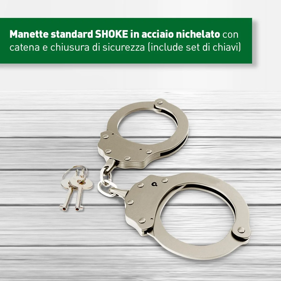 SHOKE Manette della polizia in acciaio inox con catene di sicurezza e lucchetto