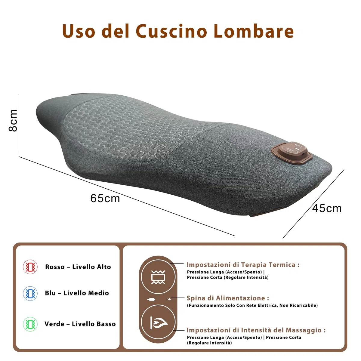 Massaggiatore for la Schiena Smooth Triple Fusion con Calore, 3 In 1 Cuscino Lombare Elettrico con Calore E Massaggio A Vibrazione, Supporto Dorsale ergonomico, Dispositivo per Massaggiare La Schiena