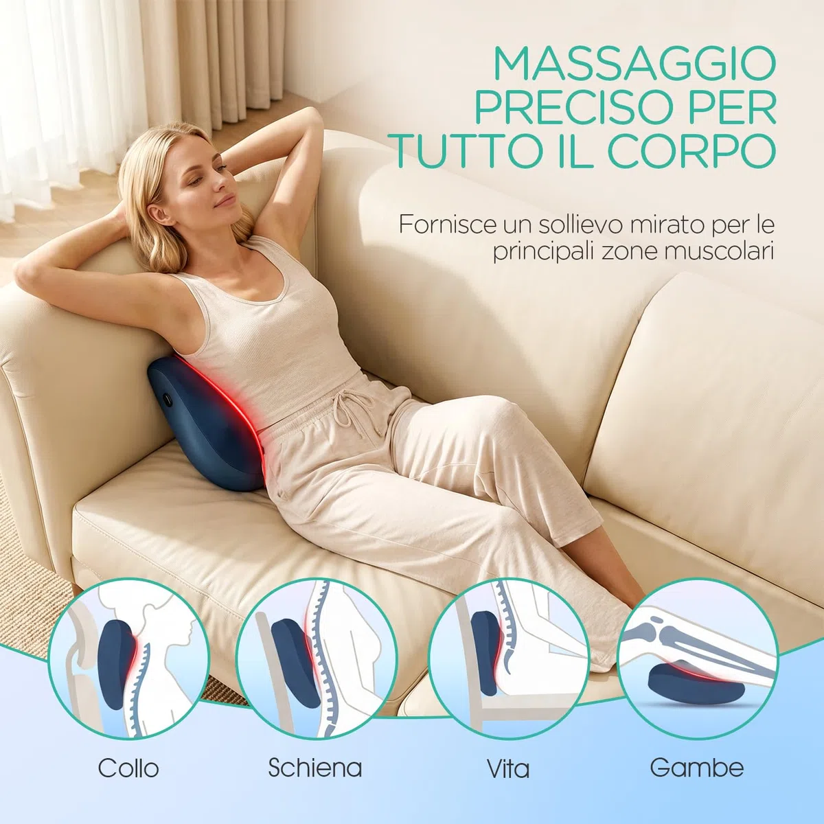 Cuscino Massaggiante Shiatsu Senza Fili–Massaggiatore Schiena e Collo Ricaricabile per Alleviare il Dolore e la Relax,Massaggio Profondo con Funzionamento Silenzioso,Regalo Perfetto YZ300