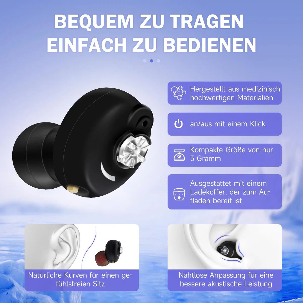 Britzgo - Cuffie portatili per uso quotidiano con chip digitale professionale e audio HD, cancellazione intelligente del rumore, fino a 15 ore di durata della batteria, nero