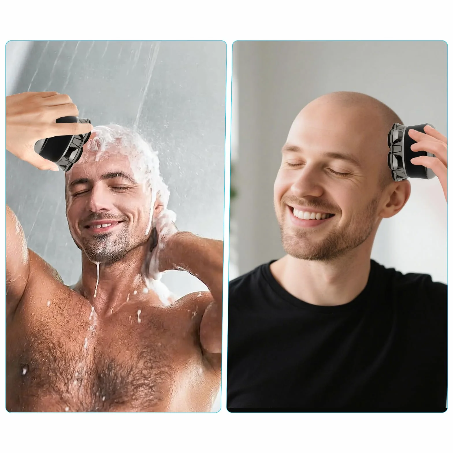 Carehabi Rasoio Testa Calva Uomo IPX6 Impermeabile Ricaricabile Interfaccia Type-C Testina Flottante Magnetiche 7D Autonomia 120 Minuti