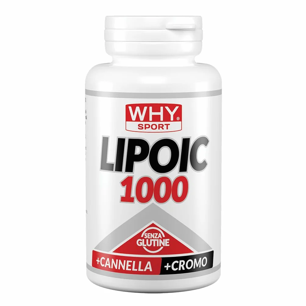 WHY SPORT LIPOIC 1000 Acido Alfa Lipoico 1000 mg Integratore Alimentare con Cannella e Cromo 60 Compresse