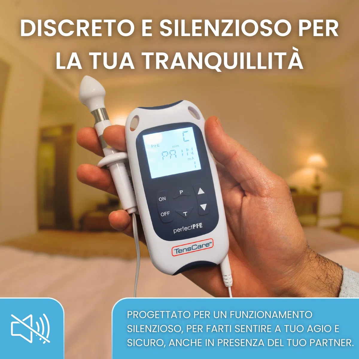TensCare Perfect PFE Men–Per il Pavimento Pelvico Maschile-Contro l'incontinenza e la disfunzione erettile allenando e rinforzando i muscoli pelvici con la Tecnologia TENS e EMS Kegel