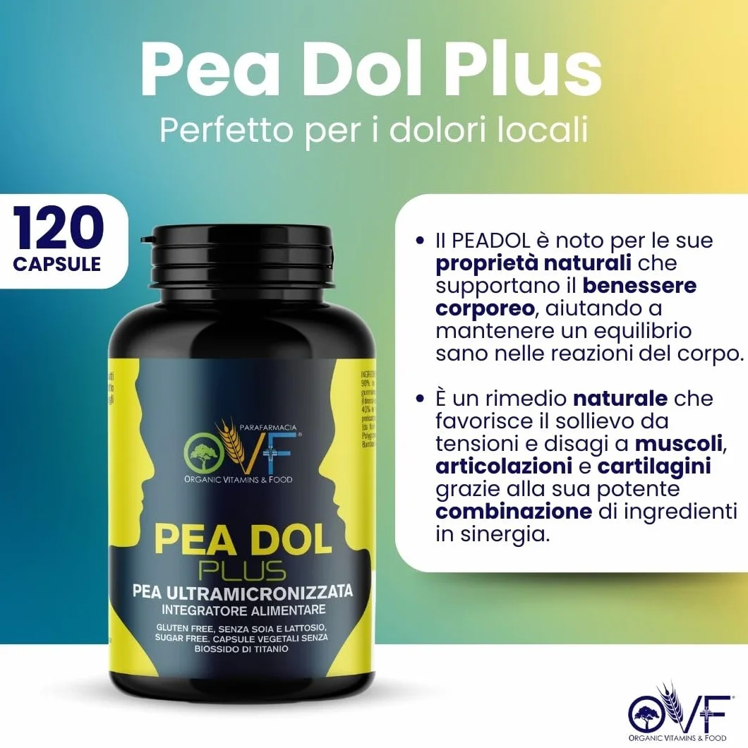 OVF PEA Integratore Plus 600mg con Boswellia e Quercetina, 120 capsule, Pea Ultra-Micronizzata
