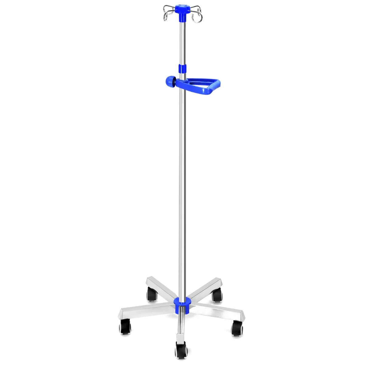 QWORK® Supporto regolabile in acciaio inox IV Drip Stand, Drip Stand con maniglia e ruote per ospedale e assistenza domiciliare