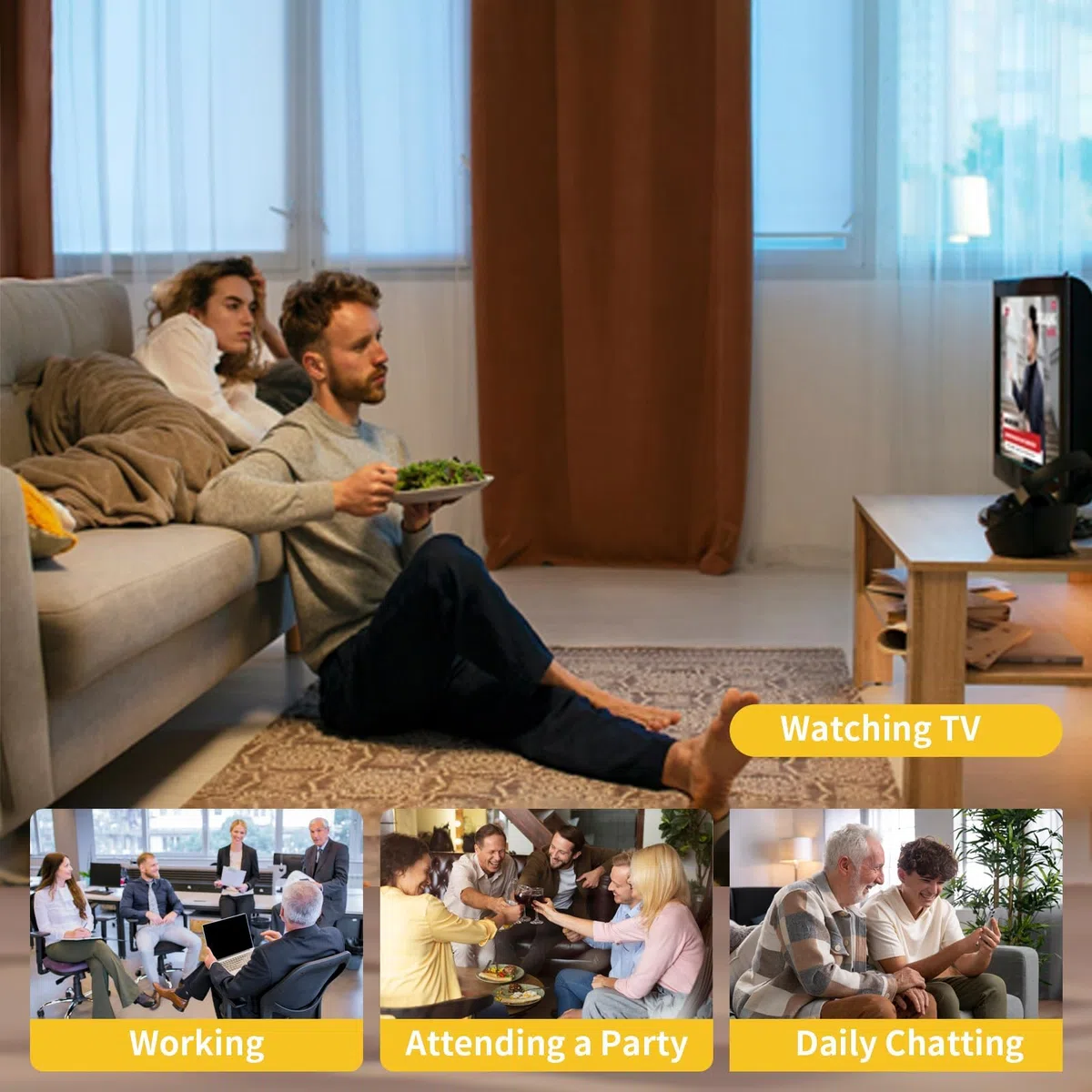Dispositivo sonoro ricaricabile per adulti, con riduzione intelligente del rumore a 4 modalità, chip a 16 canali e regolazione del volume a 8 livelli, comfortevole e leggero (2, Oro)