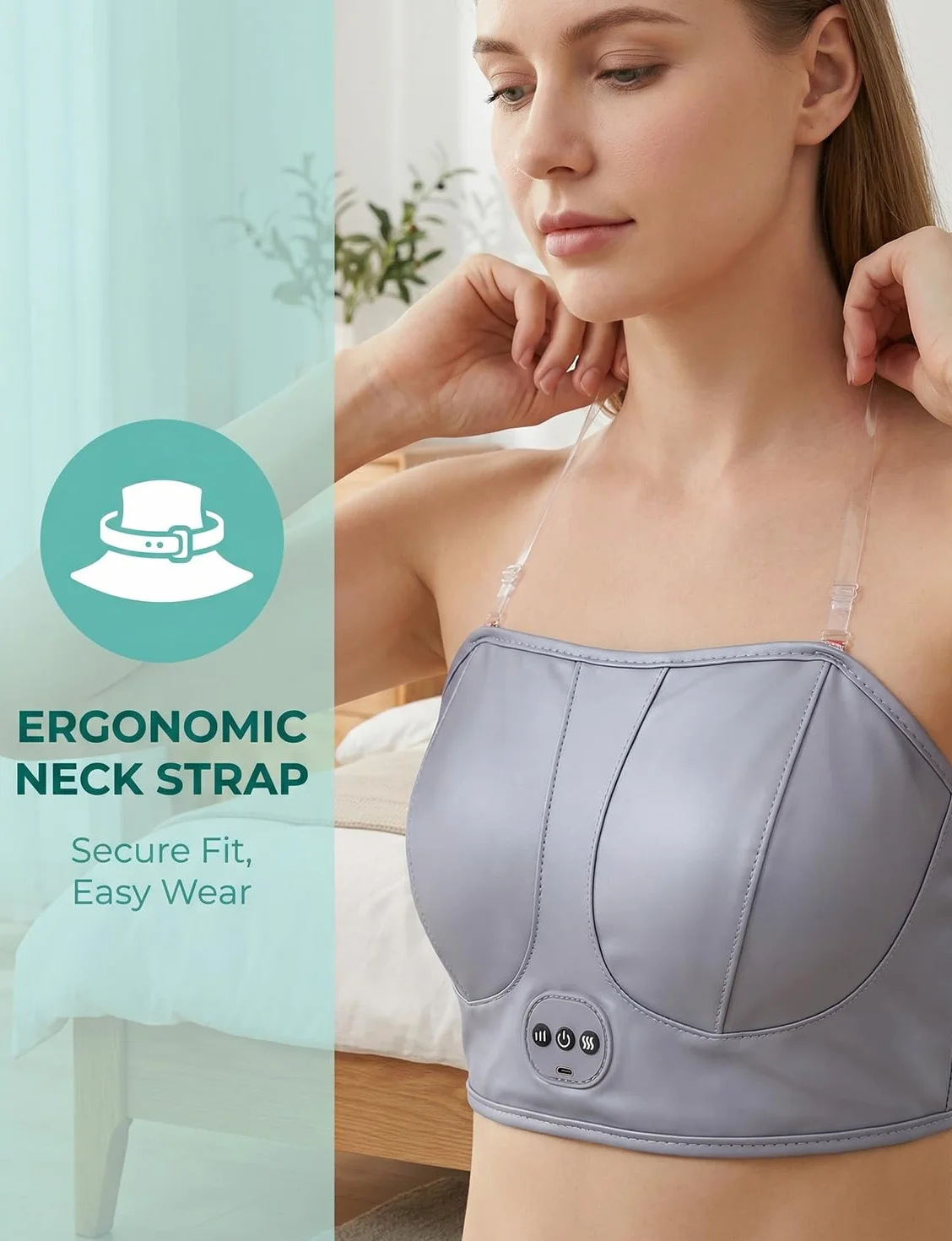 Soutien-Gorge Massaggio Seno, Strumento Massaggio Elettronico Vibrante per Miglioramento Seno Donna