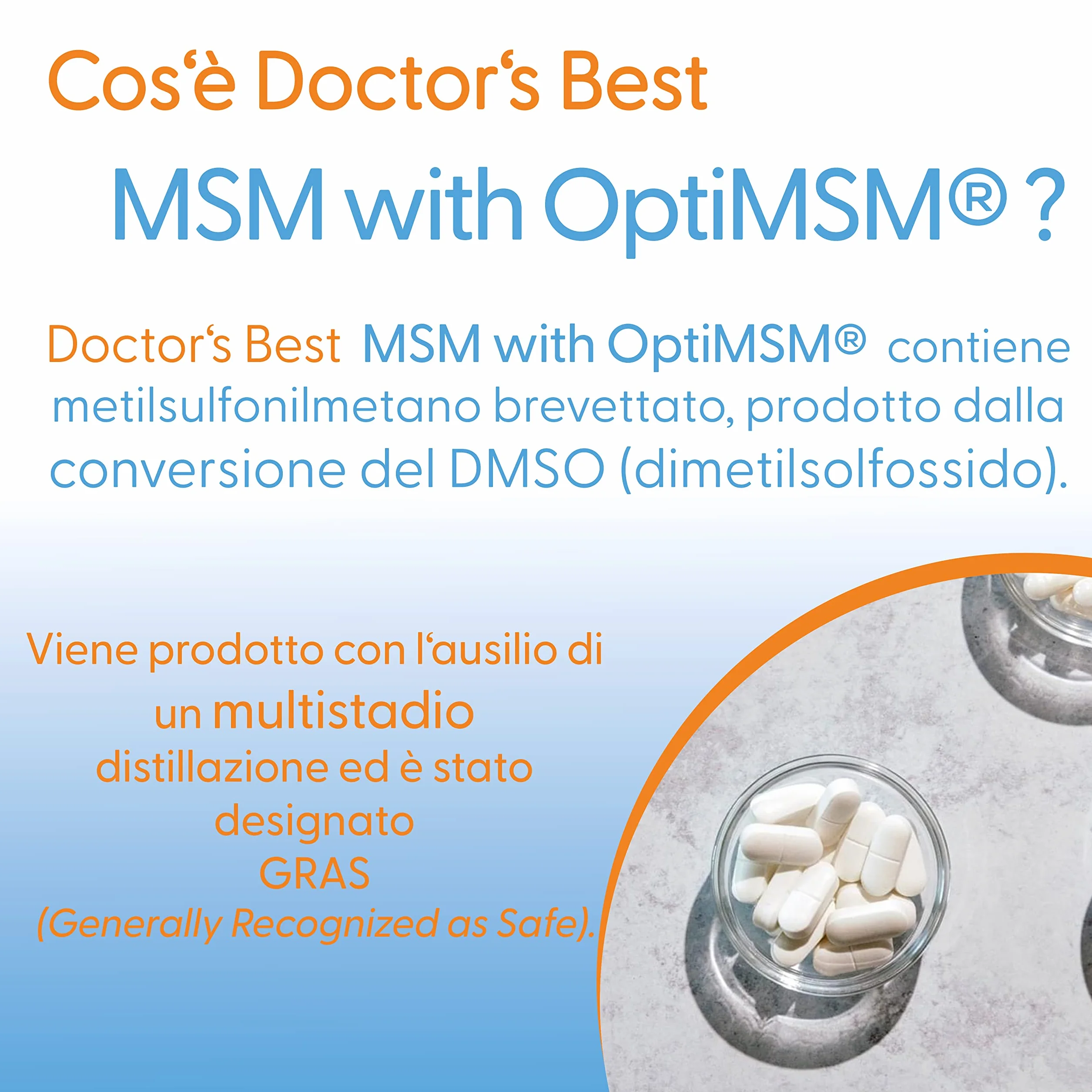 Doctor's Best MSM con OptiMSM 1.500mg 120 Compresse Vegane Zolfo Naturale