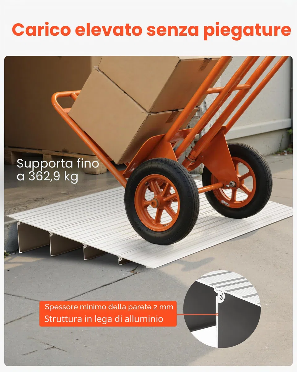 VEVOR Rampa per Soglia Porta Rampa per Soglia Modulare Regolabile Rampa Carico 5,45 kg per Soglia in Lega di Alluminio, Rampe per Disabili per Gradini Domestici per Scooter Sedie Elettriche