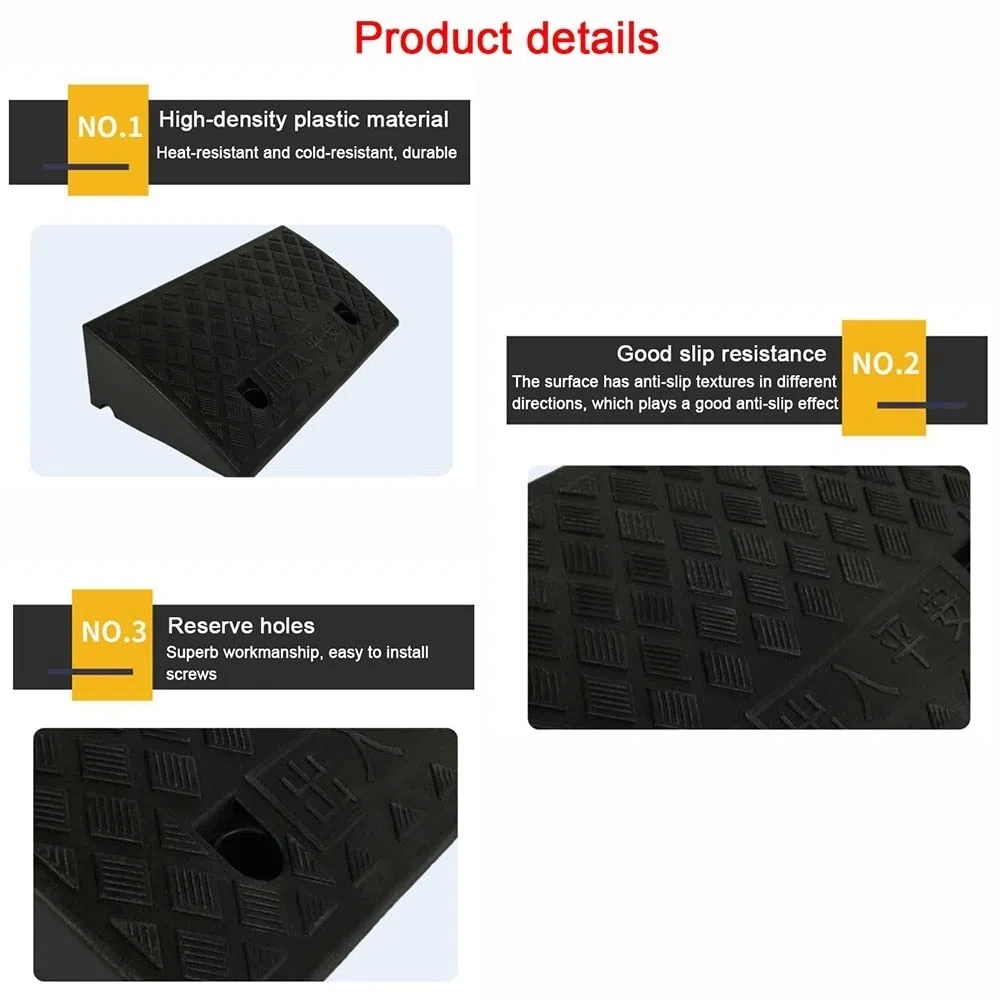 ZJIEX Rampa di Soglia in Gomma, Rampa per Marciapiede da Altezza 3-19cm, Rampa per Sedia A Rotelle, Rampa di Carico per Impieghi Gravosi, ​Auto, Scooter, Bici (Color : Black, Size : 50x50x19cm)
