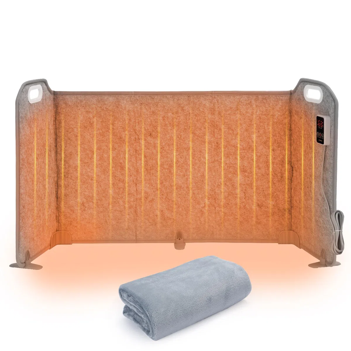 Pieghevole Gamba Piede Più caldo con coperta, 5 pieghe Taglia forte Sotto scrivania Riscaldatore, 8 livelli Versione ad alta temp Più caldo, Timer 1-9H, Riscaldatore elettrico per ufficio e casa,285 W