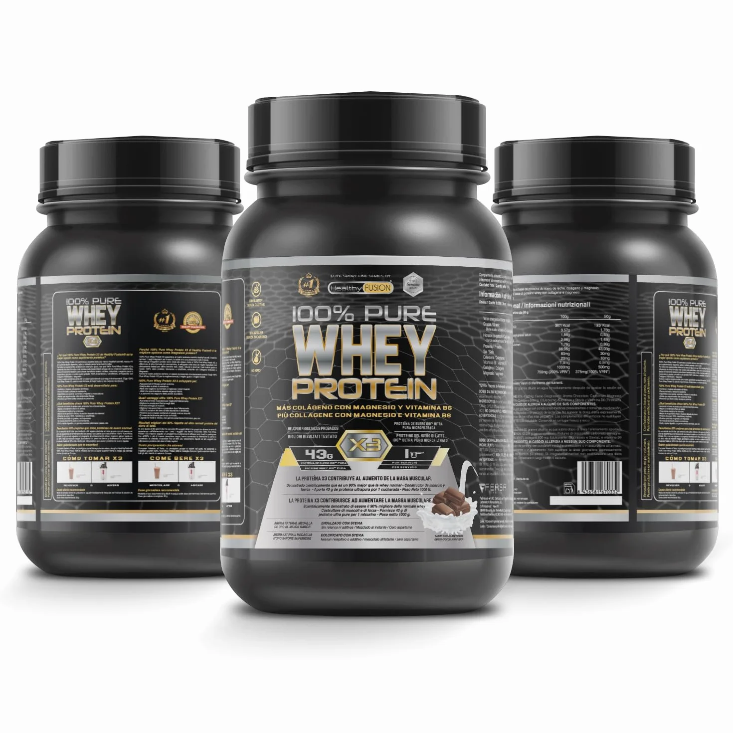 Whey Protein 1000g Cioccolato con Collagene e Magnesio