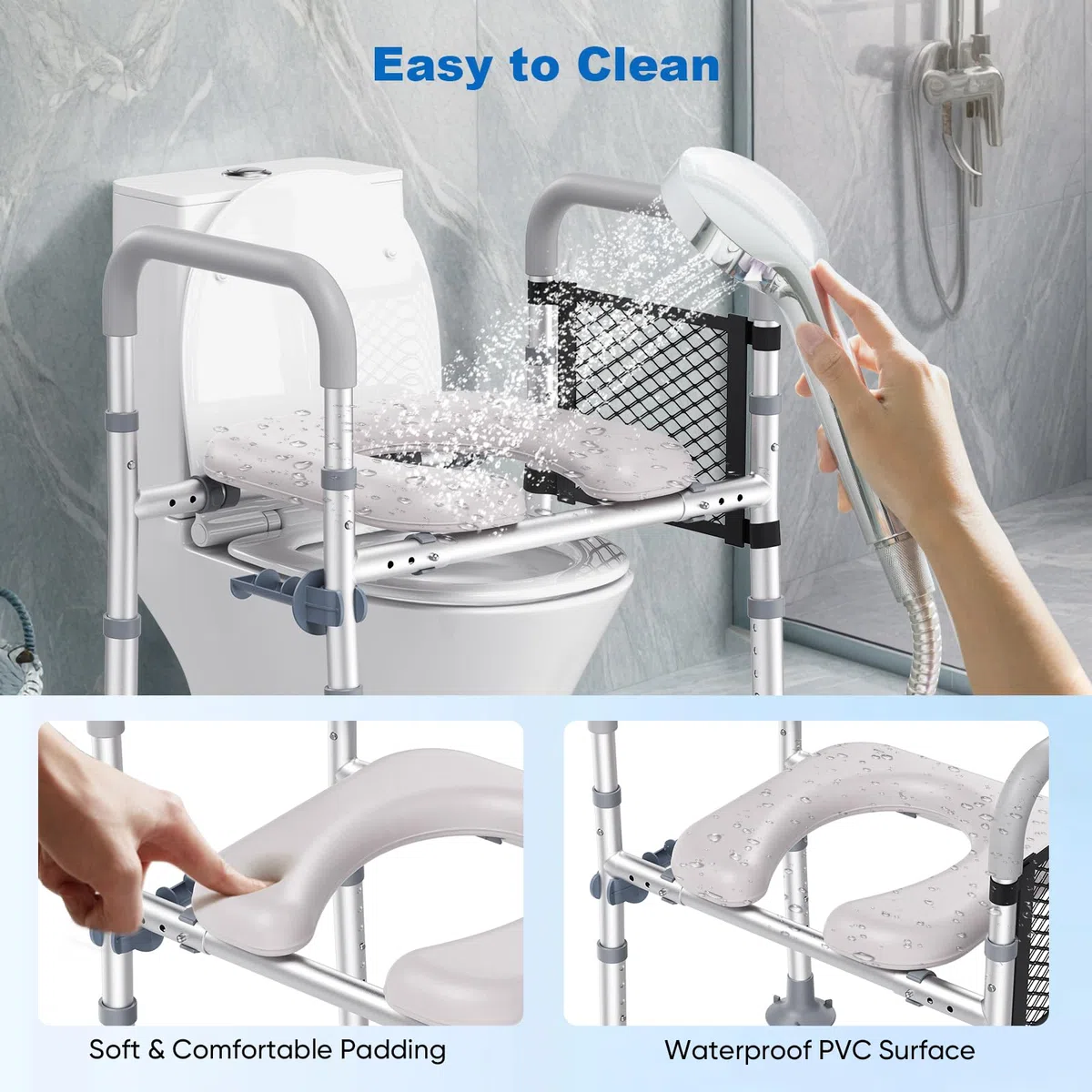 Rialzo wc per anziani, Sedile WC Rialzato con Manici Sedile WC Rialzato Universale in Altezza per Anziani, Disabili, Incinte, Ausilio da Bagno