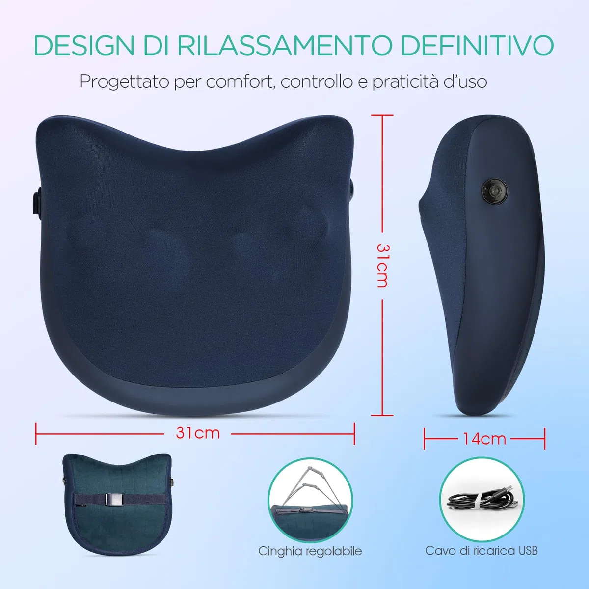 Cuscino Massaggiante Shiatsu Senza Fili–Massaggiatore Schiena e Collo Ricaricabile per Alleviare il Dolore e la Relax,Massaggio Profondo con Funzionamento Silenzioso,Regalo Perfetto YZ300