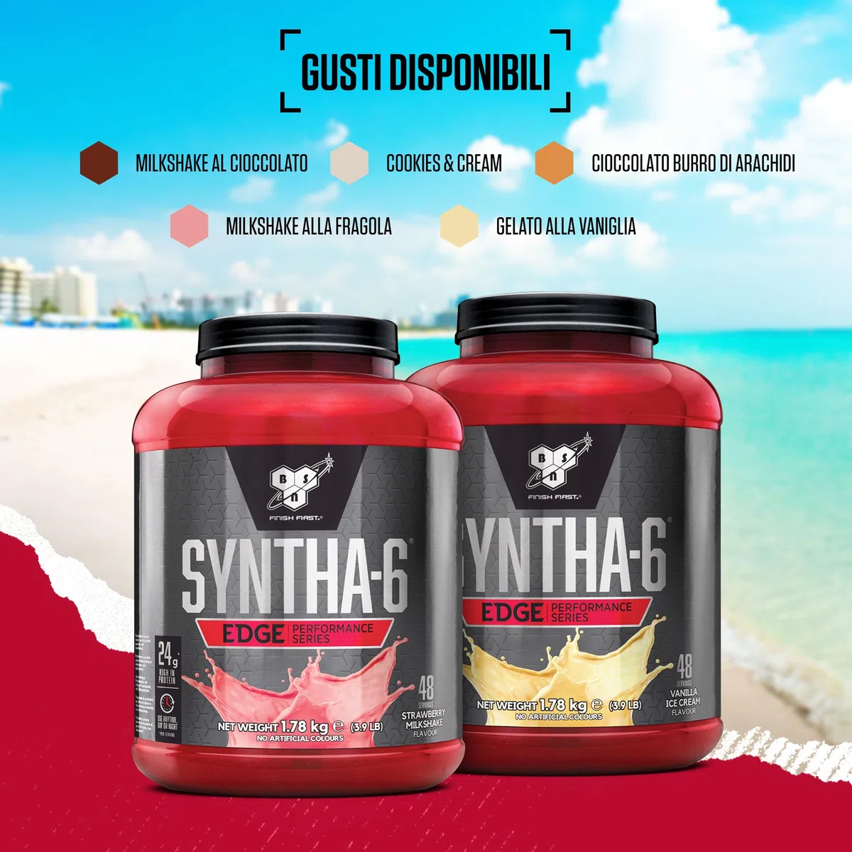 BSN Nutrition Syntha 6 Edge, Proteine in Polvere Whey Isolate con BCAA, Basso Contenuto di Carboidrati e Zuccheri, Integratore per la Crescita Muscolare, Gusto Cookies e Crema, 48 Porzioni, 1.87 kg
