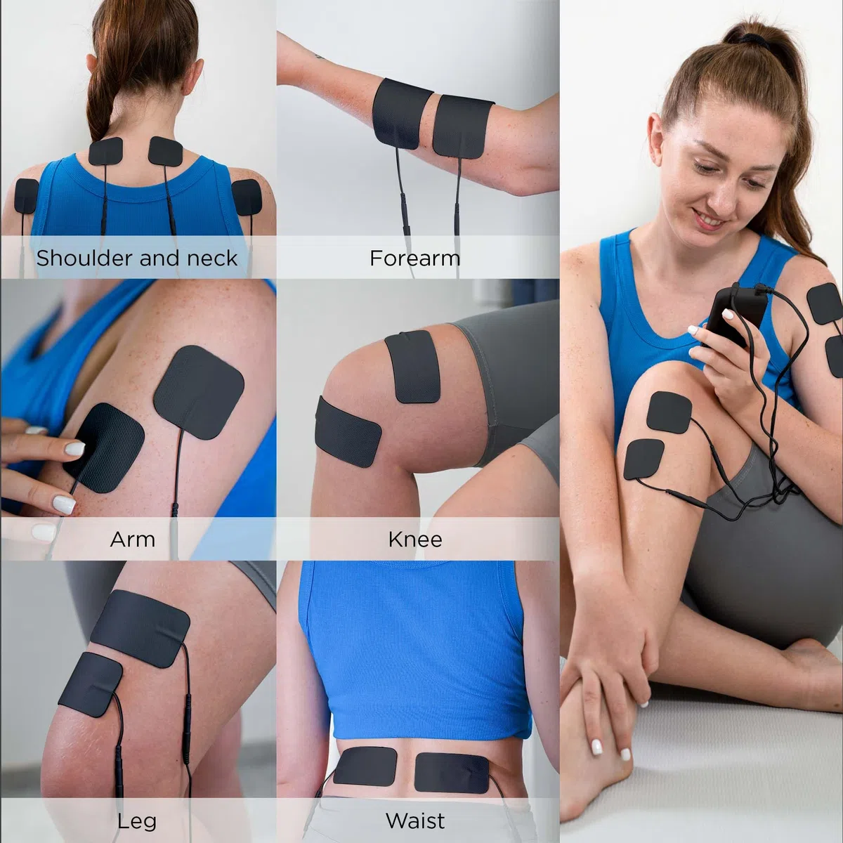 4 in 1 - Unità TENS e fai da te, stimolatore muscolare EMS e massaggio, macchina terapeutica con unità TENS a doppio canale per alleviare il dolore (Nero)