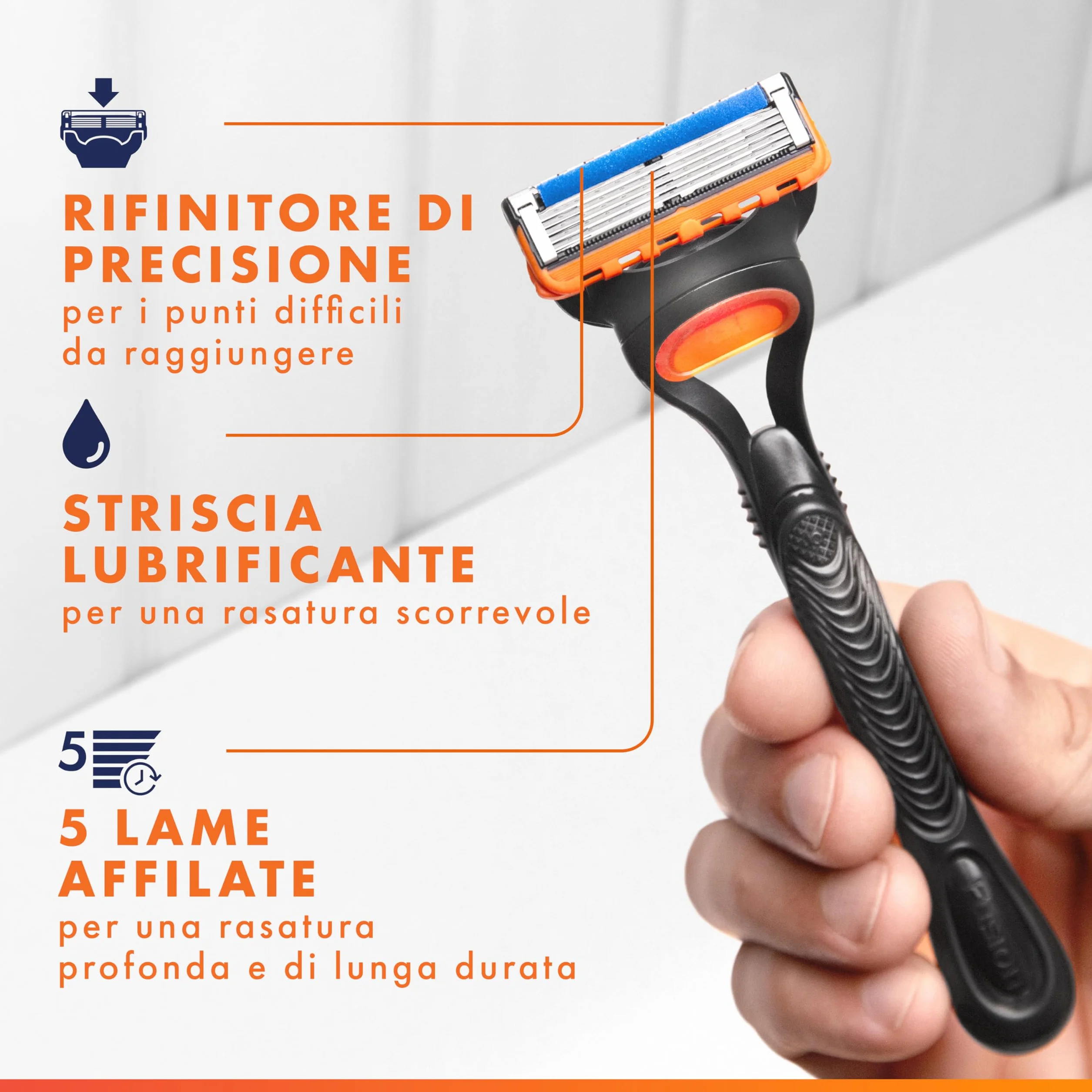 Gillette Fusion5 12 Lamette di Ricambio per Rasoio Barba Manuale, con Striscia Lubrificante e 6 Lame