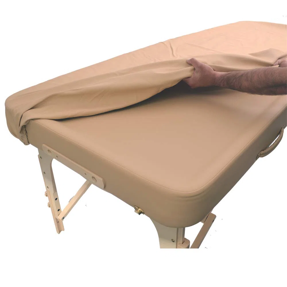 Copri lettino da massaggio impermeabile e oleorepellente in poliuretano per lettino da massaggio con elastico Rivestimento in PU per lettino terapeutico (beige)