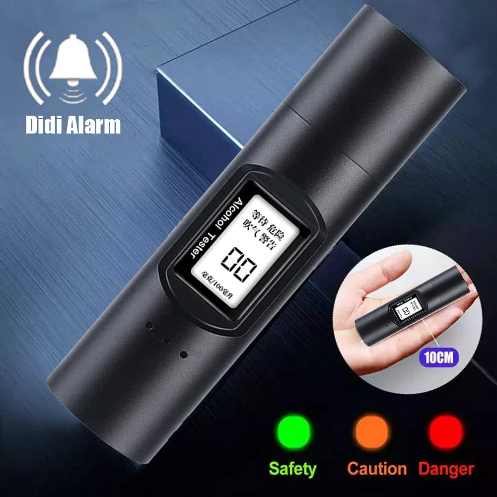 Etilometro Portatile Auto per Alcol Test con Schermo LED Digitale Tester Digitale Ricaricabile USB Dell'Alcool Nero